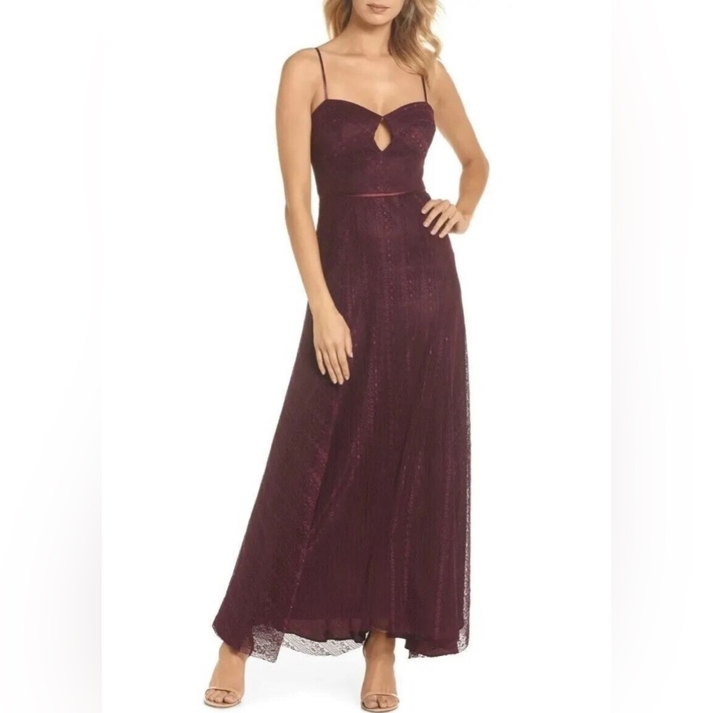 Jill Jill Stuart Purple Eliza Lace Slip Gown w/ Cutout Front  Sz 8